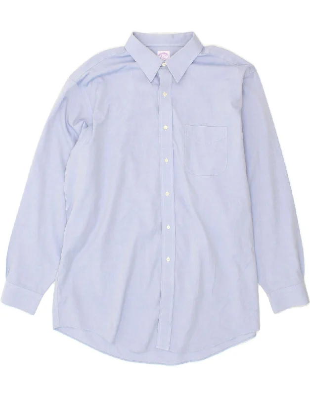 BROOKS BROTHERS Mens Classic Fit Shirt Size 17 1/2 XL Blue Cotton Cashmere Blend Cotton Blend Poly Blend BROOKS BROTHERS Mens Classic Fit Shirt Size 17 1/2 XL Blue Cotton Cashmere Blend Cotton Blend Poly Blend