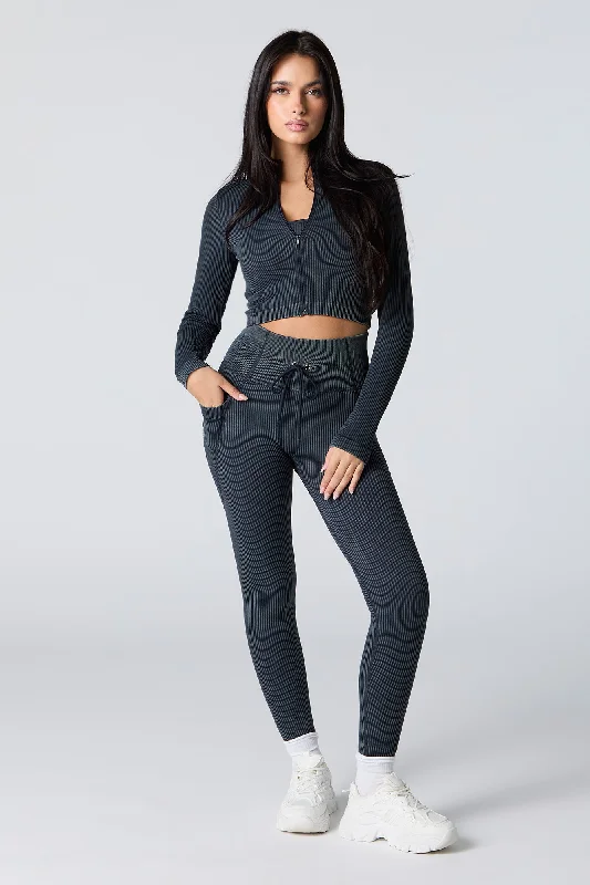 Sommer Ray Active Seamless Ribbed Drawstring Legging Trendy Flared Leggings