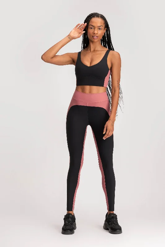 Contour Block Leggings Fashionable Stretchy Fit Leggings
