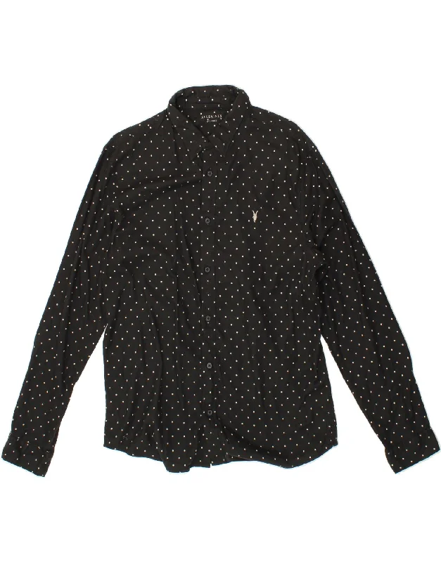 ALL SAINTS Mens Shirt XL Black Spotted Cotton Welt Pockets Slit Pockets Flap Pockets ALL SAINTS Mens Shirt XL Black Spotted Cotton Welt Pockets Slit Pockets Flap Pockets