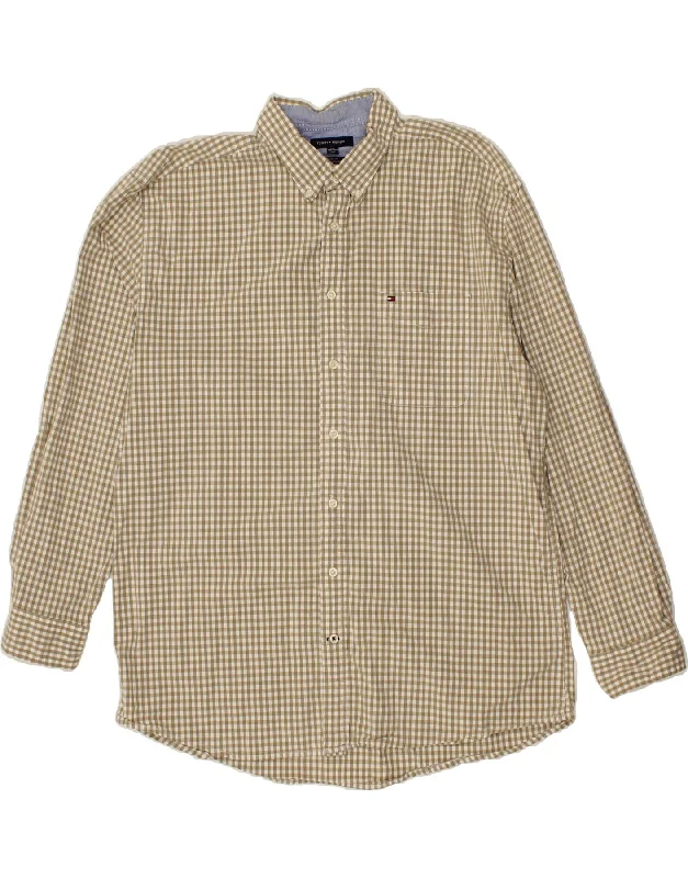 TOMMY HILFIGER Mens Big & Tall Classic Fit Shirt 2XL Beige Gingham Cotton Basic T-Shirt Crew Neck Short Sleeve TOMMY HILFIGER Mens Big & Tall Classic Fit Shirt 2XL Beige Gingham Cotton Basic T-Shirt Crew Neck Short Sleeve