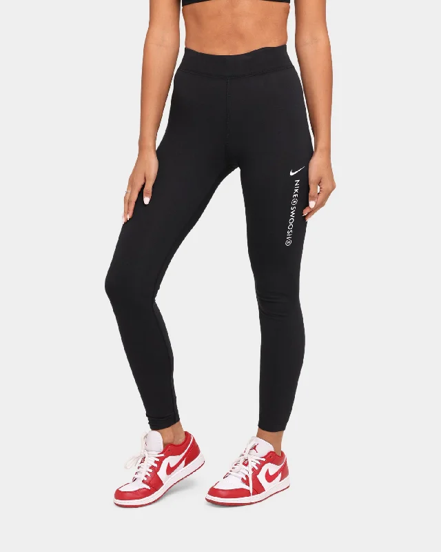 Nike Nike Sportswear Swoosh High-Rise Leggings Black/White Casual Slim-Fit Leggings