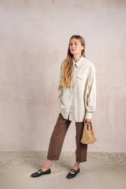 Versace Cream Shirt Boxy Fit Fitted Loose