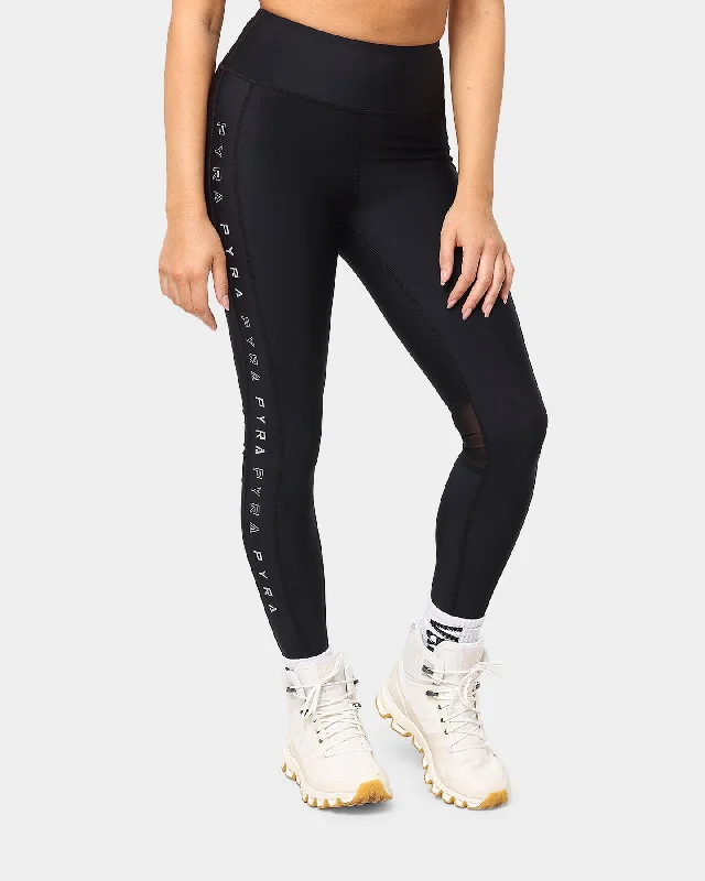 PYRA Women's Downhill Leggings Black Stylish Patterned Active Leggings