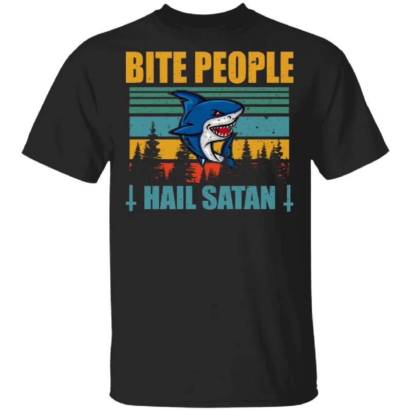 Vintage Retro Bite People Hail Satan Cool Shark Shirt Matching Men Women Shark Lover Fans Gifts T-Shirt Fleece Nylon Spandex Vintage Retro Bite People Hail Satan Cool Shark Shirt Matching Men Women Shark Lover Fans Gifts T-Shirt Fleece Nylon Spandex
