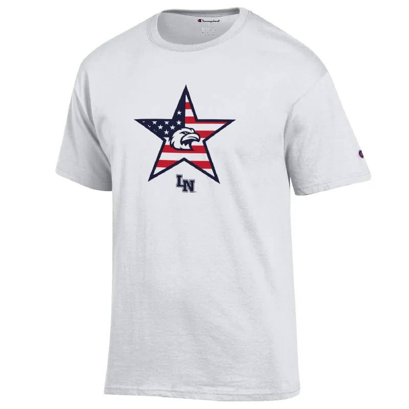 Liberty North Eagles Stars and Flag T-Shirt - Champion Graphic Embroidered Appliqued Liberty North Eagles Stars and Flag T-Shirt - Champion Graphic Embroidered Appliqued