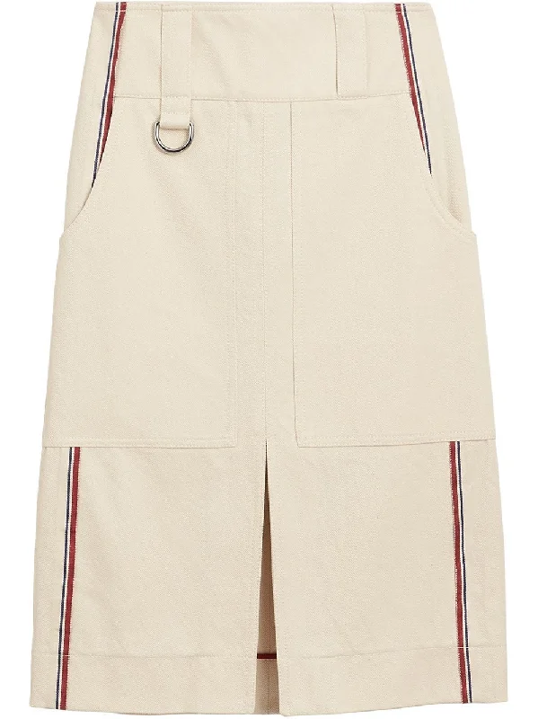 Stripe Detail Cotton A-line Skirt high waist skirt