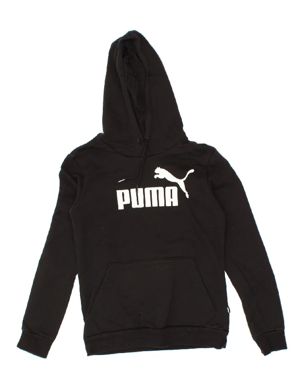 PUMA Womens Graphic Hoodie Jumper UK 6 XS Black Cotton Hoodie with Metallic Shiny Futuristic PUMA Womens Graphic Hoodie Jumper UK 6 XS Black Cotton Hoodie with Metallic Shiny Futuristic