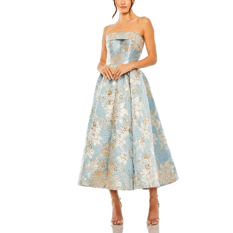 Womens Metallic Strapless Cocktail And Party Dress Tunics Luxurious premium