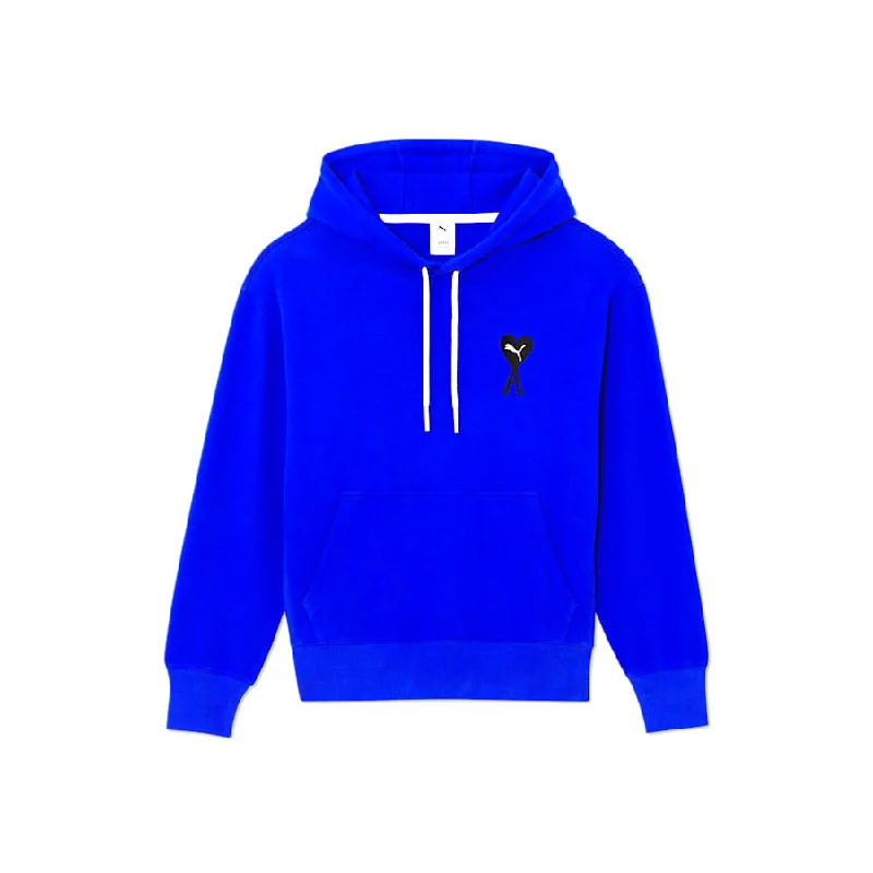 Puma x AMI Hoodie Dazzling Blue Hoodie with Distressed Vintage Worn