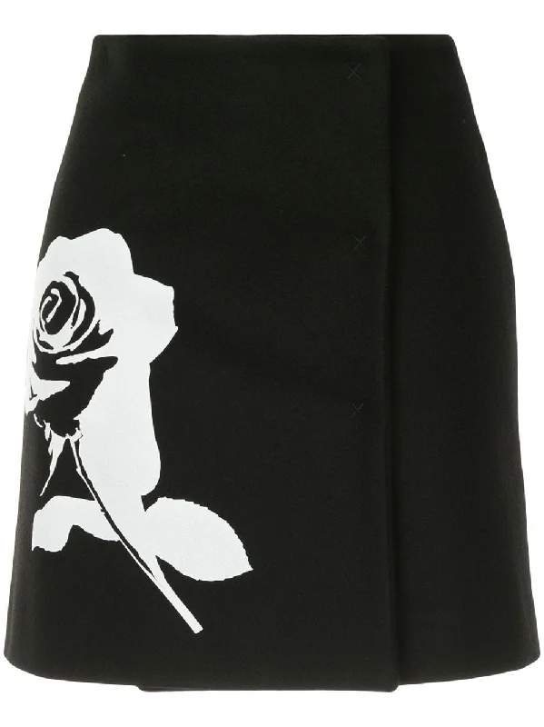 printed rose mini skirt silk skirt elegant