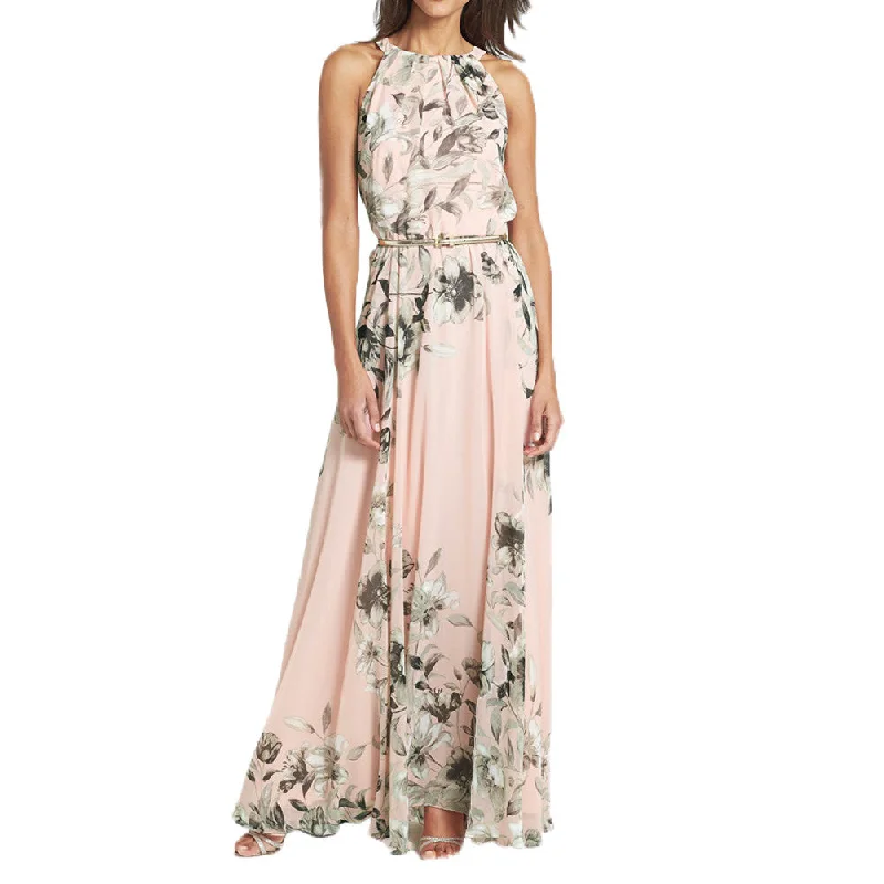 Summer Style Women Long Dress O Neck Floral Print Chiffon Maxi Dress Elegant Casual Boho Party Dresses Vestidos With Belt Tunics New arrival Summer Style Women Long Dress O Neck Floral Print Chiffon Maxi Dress Elegant Casual Boho Party Dresses Vestidos With Belt Tunics New arrival
