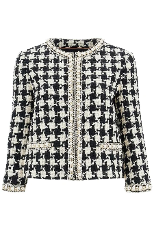 Embroidered Jacket In Damier Light Tweed - White Embroidered Jacket Appliqued Jacket Beaded Jacket Embroidered Jacket In Damier Light Tweed - White Embroidered Jacket Appliqued Jacket Beaded Jacket