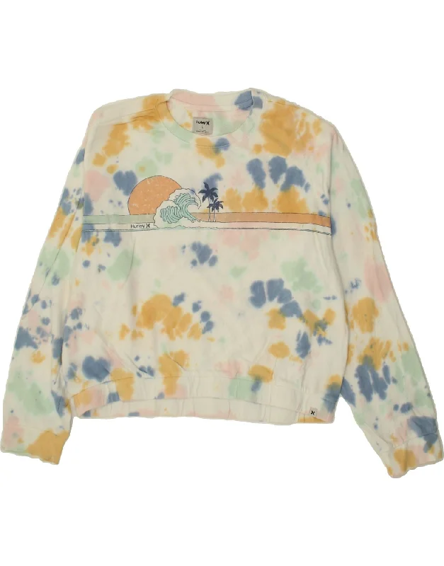 HURLEY Womens Oversized Sweatshirt Jumper UK 16 Large Multicoloured Hoodie with Lace Feminine Delicate HURLEY Womens Oversized Sweatshirt Jumper UK 16 Large Multicoloured Hoodie with Lace Feminine Delicate