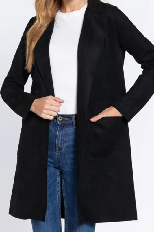 Women's Long Sleeve Open Front Big Collar Side Pocket Faux Suede Jacket Lace Jacket Ribbed Jacket Sequined Jacket Women's Long Sleeve Open Front Big Collar Side Pocket Faux Suede Jacket Lace Jacket Ribbed Jacket Sequined Jacket
