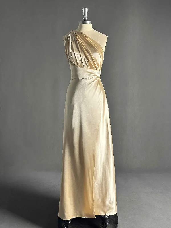 Noa Elegant One Shoulder Slit Maxi Satin Party Dresses Tunics Timeless classic