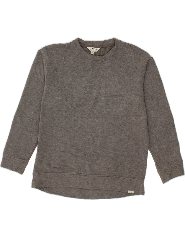 ORVIS Womens Oversized Sweatshirt Jumper UK 6 XS Grey Modal Hoodie with Exposed Zipper Edgy Industrial