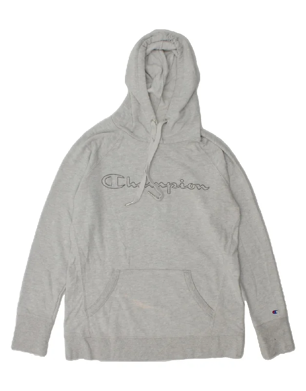 CHAMPION Womens Graphic Hoodie Jumper UK 10 Small Grey Cotton Hoodie with Velcro Closure Adjustable Secure CHAMPION Womens Graphic Hoodie Jumper UK 10 Small Grey Cotton Hoodie with Velcro Closure Adjustable Secure