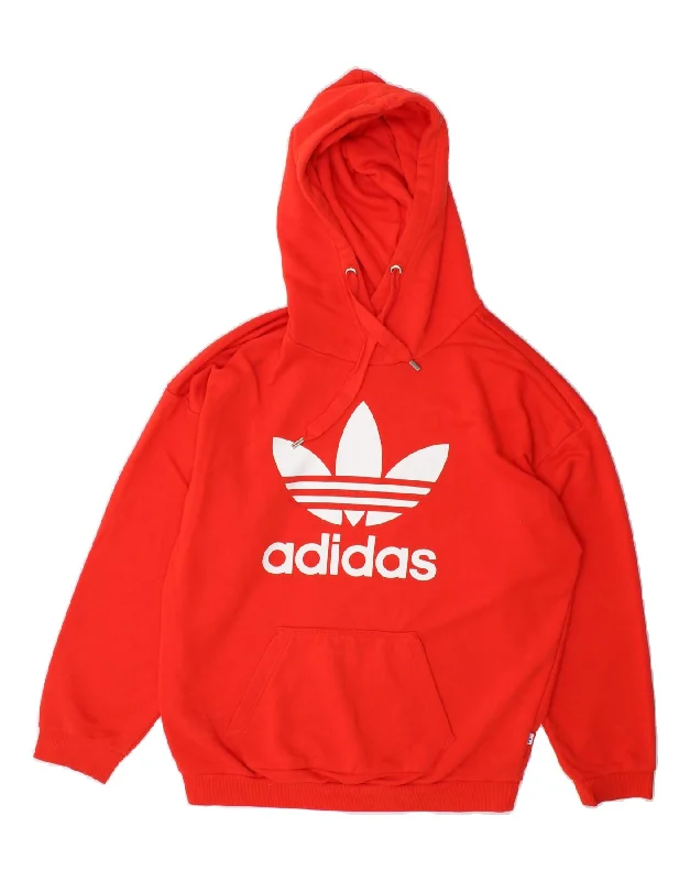 ADIDAS Womens Oversized Graphic Hoodie Jumper UK 10 Small Orange Cotton Hoodie with Frayed Bohemian Relaxed ADIDAS Womens Oversized Graphic Hoodie Jumper UK 10 Small Orange Cotton Hoodie with Frayed Bohemian Relaxed