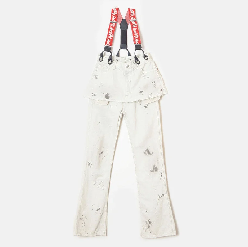 SALE 40%OFF ! <br/>【HOLIDAY/ホリデイ】<br>PAINT DENIM TWO-PIECE SUSPENDER PANTS (OFF WHITE) <br>24102039 Elegant Trouser Pants