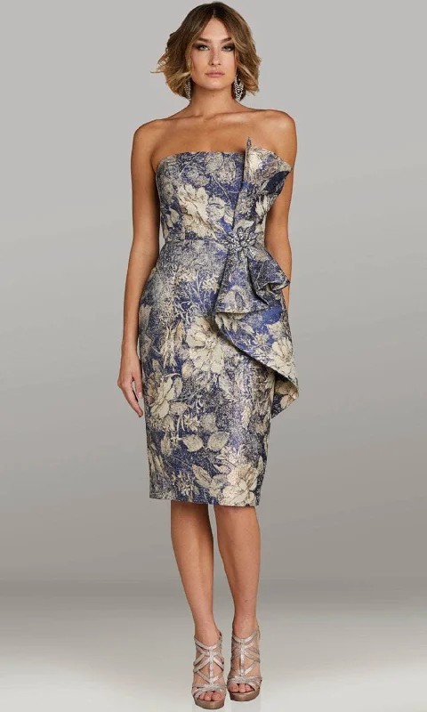 Feriani Couture 18409 - Strapless Floral Print Cocktail Dress Tunics Velvet soft