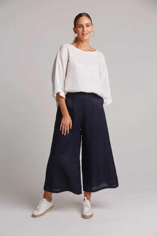 STUDIO CROP PANT NAVY Soft Stretch Trousers