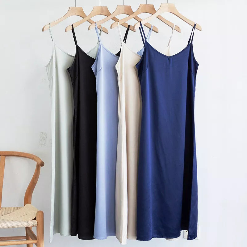 Women Adjustable Strap Satin Long Birthday Party Dresses Maxi Beach Sundress Robe Tunics Mesh breathable Women Adjustable Strap Satin Long Birthday Party Dresses Maxi Beach Sundress Robe Tunics Mesh breathable
