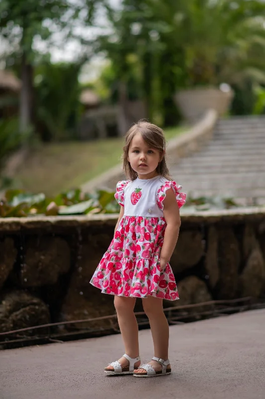 SS22 Piccola Speranza Strawberry Print Dress Tunics Stylish elegant