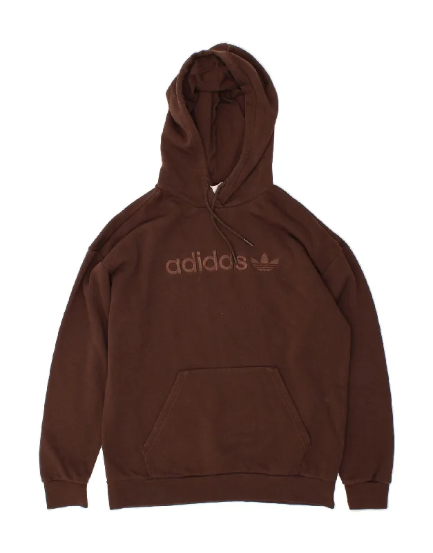 ADIDAS Womens Graphic Hoodie Jumper UK 12 Medium Brown Cotton Hoodie with Strings Custom Fit Adjustable ADIDAS Womens Graphic Hoodie Jumper UK 12 Medium Brown Cotton Hoodie with Strings Custom Fit Adjustable