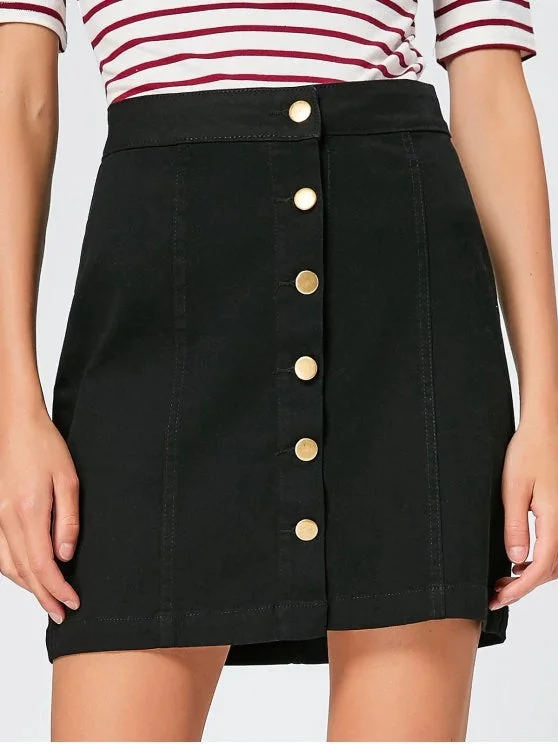 Gorgeous Button Fly High Waisted Mini Skirt leather skirt bold