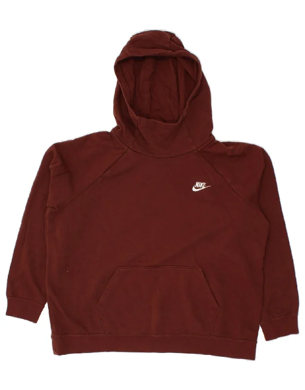 NIKE Womens Big & Tall Oversized Hoodie Jumper UK 18 XL Brown Cotton Hoodie with Turtle Neck Cozy Winter NIKE Womens Big & Tall Oversized Hoodie Jumper UK 18 XL Brown Cotton Hoodie with Turtle Neck Cozy Winter