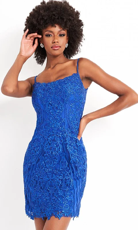 JVN by Jovani JVN04521 Embroidered Lace Fitted Dress empire Waist empire
