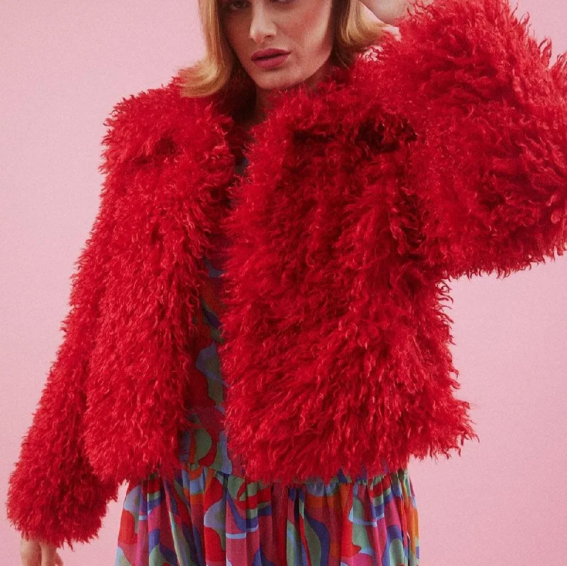 Bamboo Lyocell Faux Shearling Jacket | Red Denim Jacket Leather Jacket Suede Jacket
