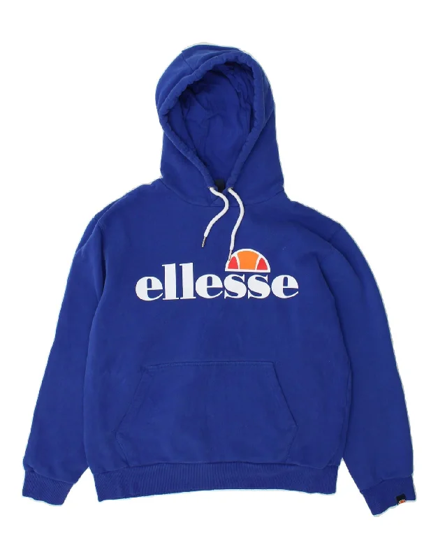 ELLESSE Womens Oversized Graphic Hoodie Jumper UK 10 Small Navy Blue Hoodie with Relaxed Fit Easy Casual