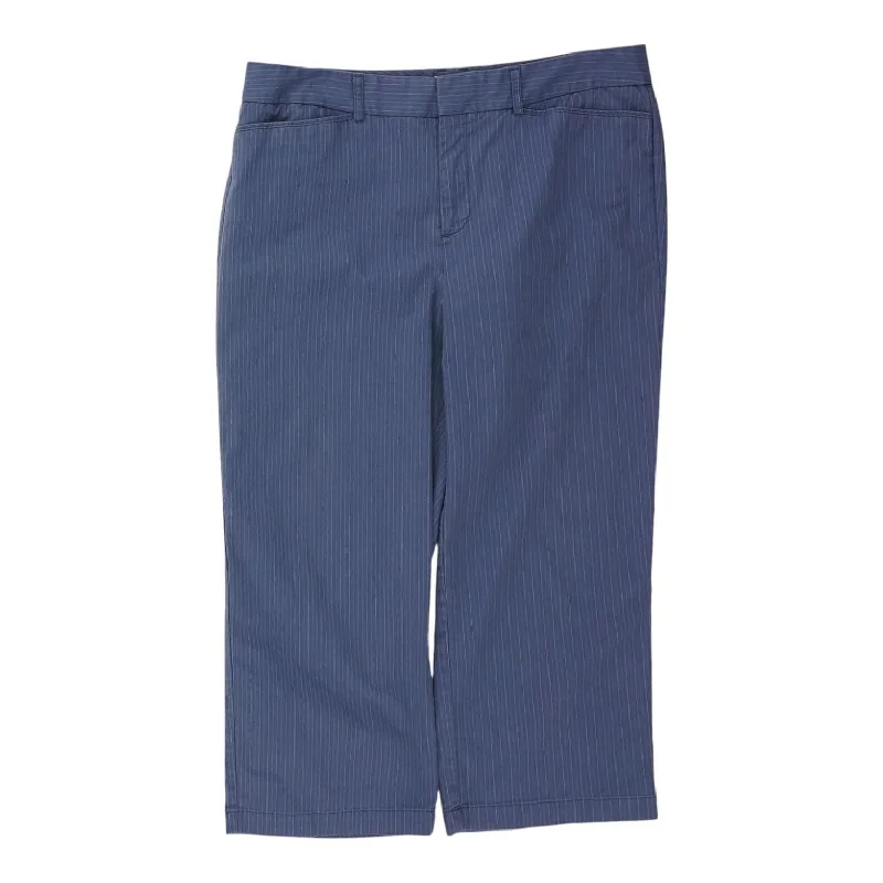 Blue Striped Capri Pants Comfy Zip-Up Pants