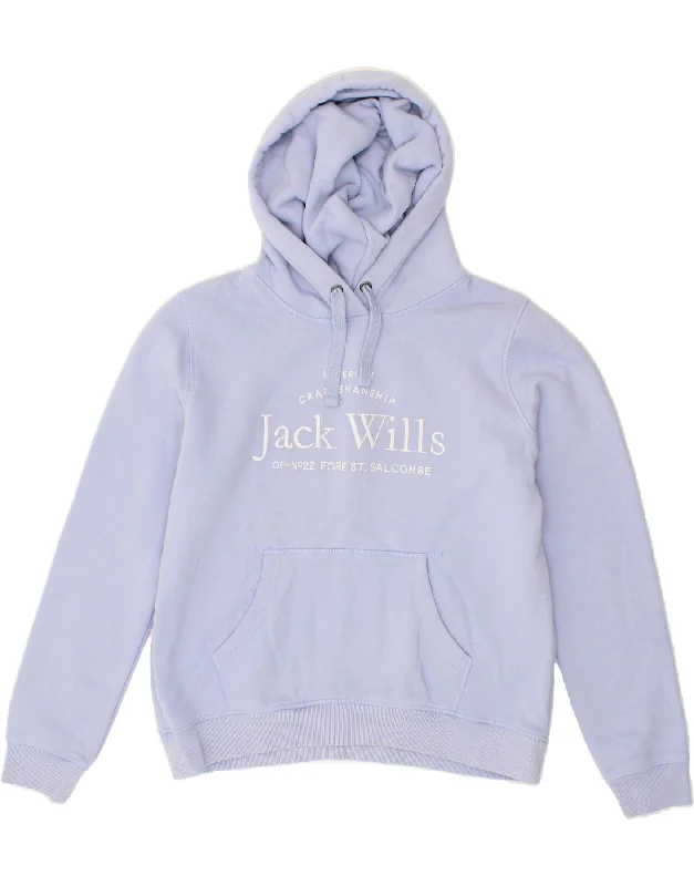 JACK WILLS Womens Graphic Hoodie Jumper UK 14 Large Purple Cotton Hoodie with Cuffed Sleeves Snug Secure JACK WILLS Womens Graphic Hoodie Jumper UK 14 Large Purple Cotton Hoodie with Cuffed Sleeves Snug Secure