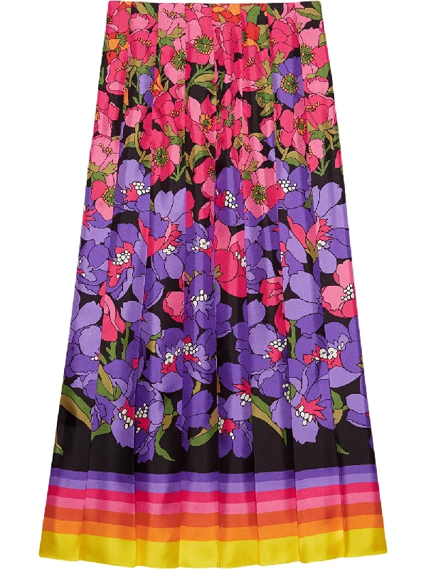 Degradé flowers silk twill skirt breathable skirt fabric