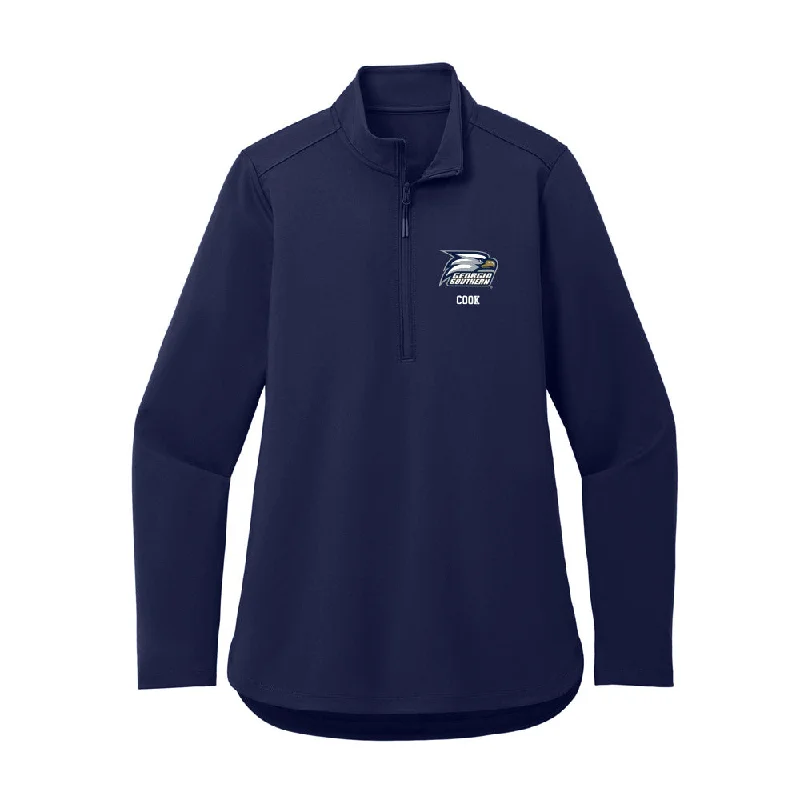 Georgia Southern - NCAA Women's Soccer : Kaitlin Cook - Women's Premium Quarter Zip Jacket Fleece Fabric Down Fabric Feather Fabric Georgia Southern - NCAA Women's Soccer : Kaitlin Cook - Women's Premium Quarter Zip Jacket Fleece Fabric Down Fabric Feather Fabric
