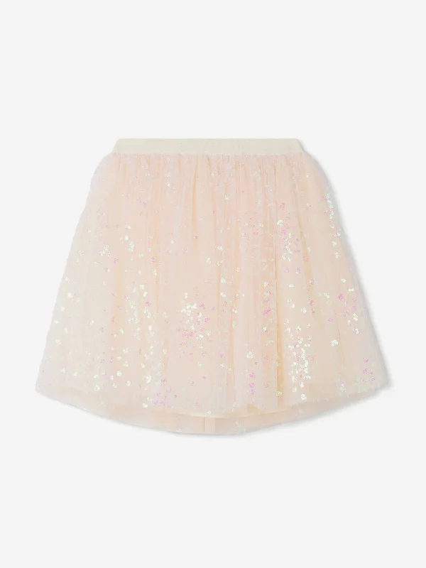 Bonpoint Girls Pois Tulle Skirt in Pink lace skirt delicate
