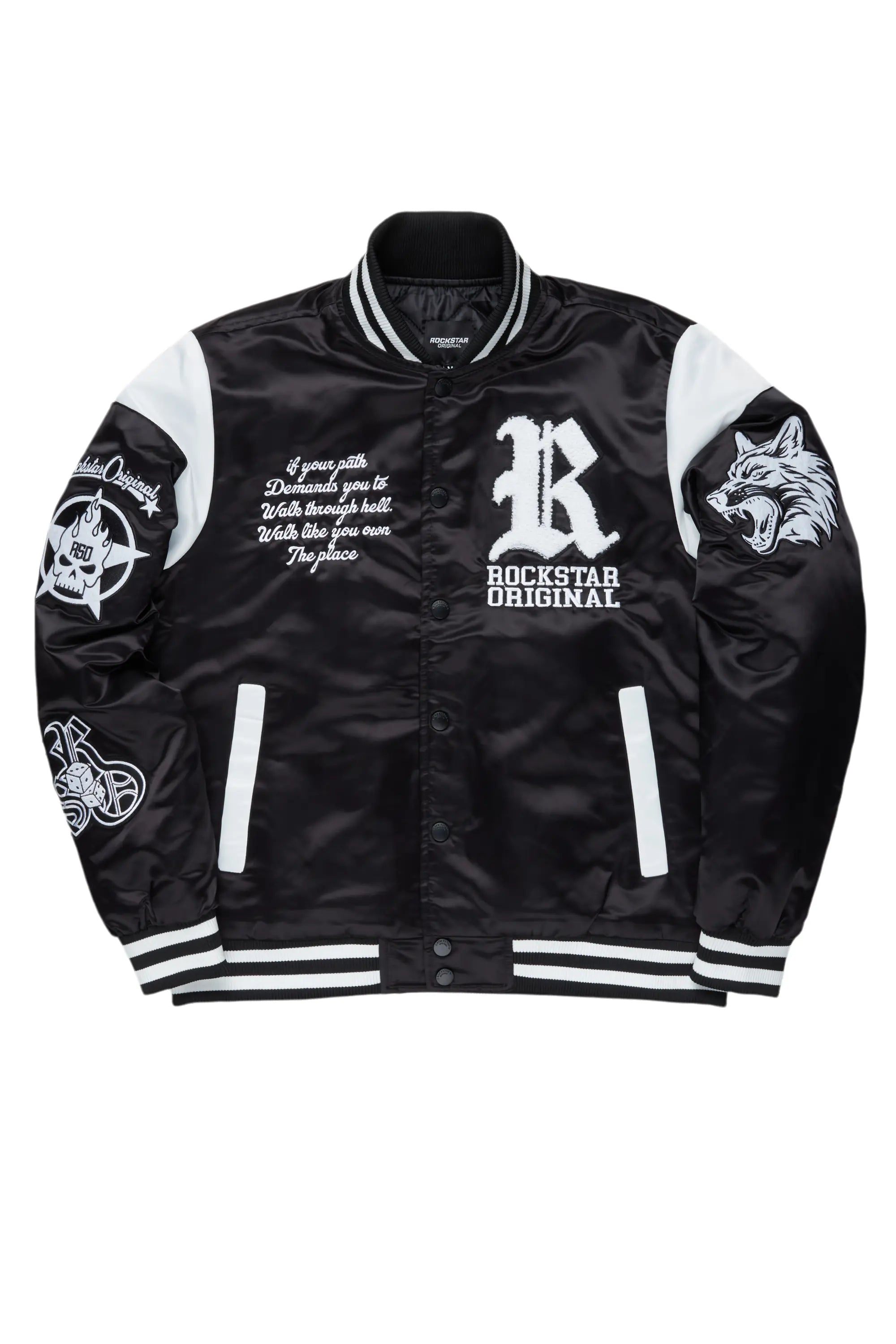 Sosa Black Satin Varsity Jacket Faux Fur Jacket Real Fur Jacket Shearling Jacket