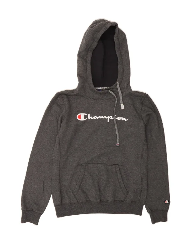 CHAMPION Womens Graphic Hoodie Jumper UK 12 Medium Grey Cotton Hoodie with Drop Shoulder Relaxed Streetwear CHAMPION Womens Graphic Hoodie Jumper UK 12 Medium Grey Cotton Hoodie with Drop Shoulder Relaxed Streetwear