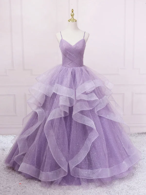 Purple V Neck Tulle Sequin Long Prom Dress Purple Tulle Formal Party Dress Turtleneck Neckline Stylish Purple V Neck Tulle Sequin Long Prom Dress Purple Tulle Formal Party Dress Turtleneck Neckline Stylish