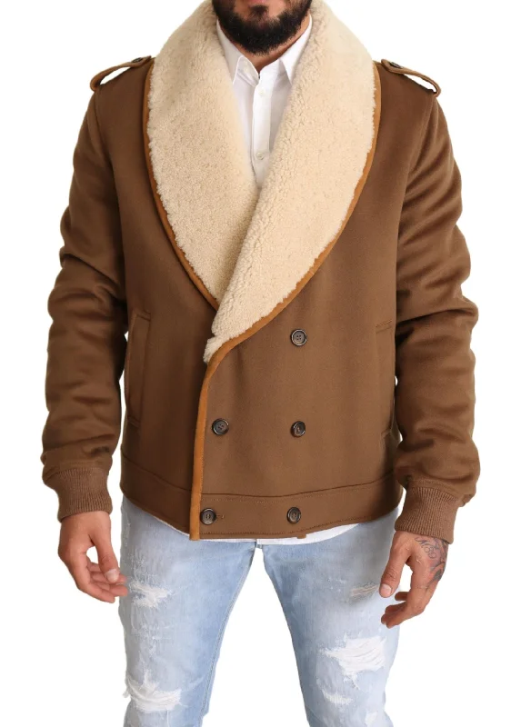 Elegant Double Breasted Shearling Jacket Wool Jacket Cashmere Jacket Tweed Jacket