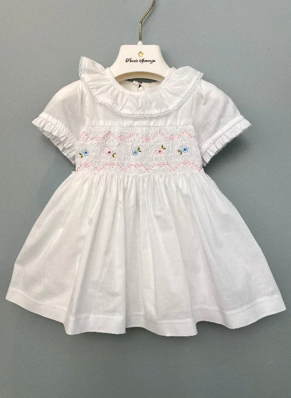 Piccola Speranza White Cotton Embroidered Dress Tunics Polka dots