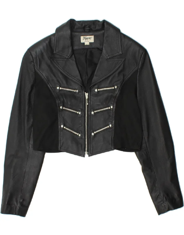 YUPPIE Womens Biker Jacket UK 10 Small Black Polyester Cotton Jacket Linen Jacket Terry Jacket YUPPIE Womens Biker Jacket UK 10 Small Black Polyester Cotton Jacket Linen Jacket Terry Jacket