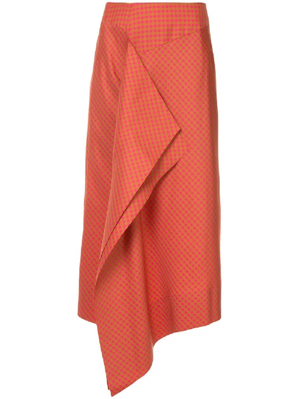 gingham-print asymmetric skirt cashmere skirt soft