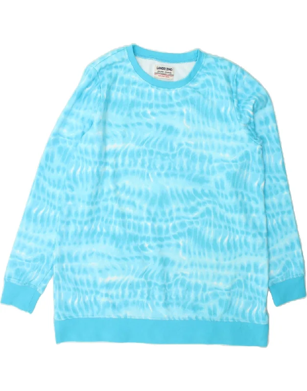 LANDS END Womens Abstract Pattern Sweatshirt Jumper UK 16 Large Blue Hoodie with Raw Hem Edgy Unfinished LANDS END Womens Abstract Pattern Sweatshirt Jumper UK 16 Large Blue Hoodie with Raw Hem Edgy Unfinished