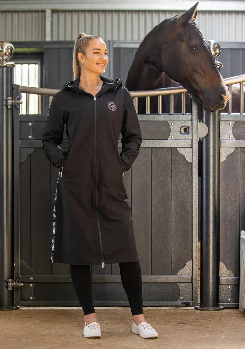 Bare Equestrian Candace Lightweight Waterproof Long Jacket Welt Pockets Slit Pockets Flap Pockets