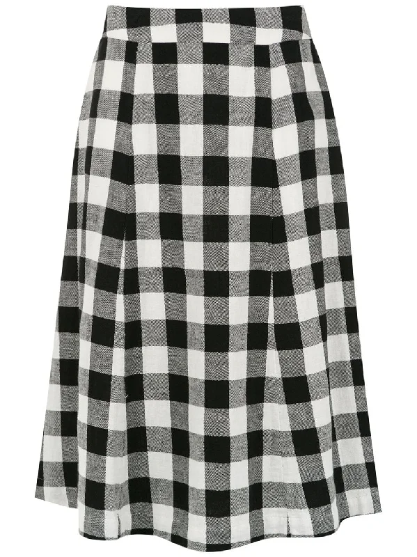 Check midi skirt cashmere skirt plush