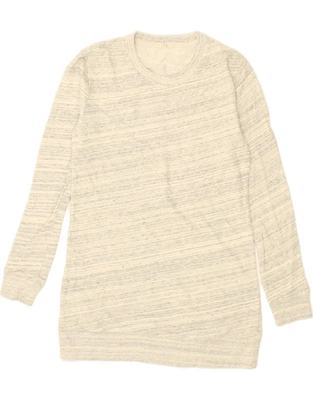J. CREW Womens Longline Sweatshirt Jumper UK 10 Small Beige Flecked Hoodie with Button Classic Timeless J. CREW Womens Longline Sweatshirt Jumper UK 10 Small Beige Flecked Hoodie with Button Classic Timeless